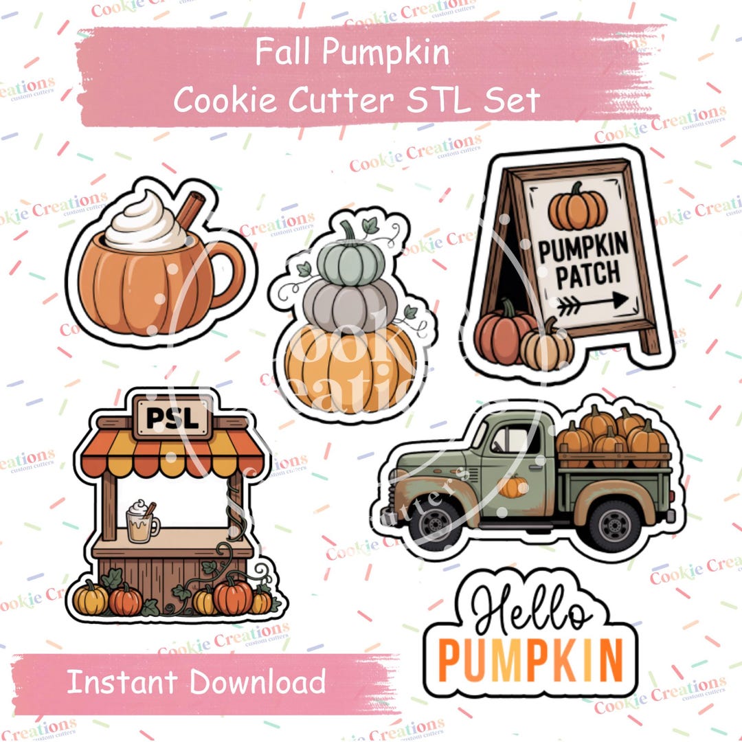 Fall Pumpkin Cookie Cutter Set: 3D Printing STL Files (digital Download ...