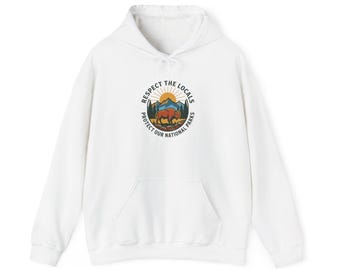 Sudadera con capucha «Respeta a los locales» de los Parques Nacionales / Protege nuestros parques, no dejes rastro.