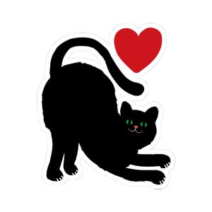 Black Cat Love Kiss-Cut Stickers | Cute Cat Lovers Gifts, Laptop Decals, Pet-Themed Decor, Animal Lover Accessories, Fun Wall Art