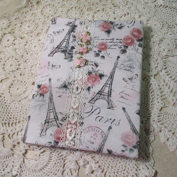 Paris Journal Sparkling Eiffel Towers, Ribbon Roses, Pretty Lace Travel Journal, Gratitude Journal Mother's Gift