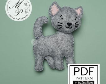 Cat Sewing Pattern, DIY Felt Animal, Gift for Cat Lovers (Digital download)