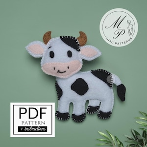 Nähvorlage für Kuh-Tiere + Fotoanleitung, DIY-Bauernhoftiere (PDF-Download)