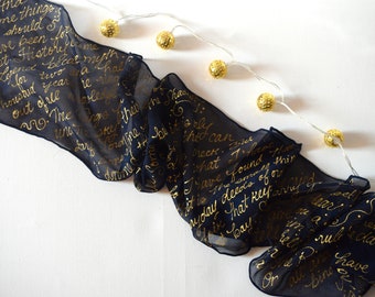 Black gold book quote scarf from Tolkien, Tolkien book scarf