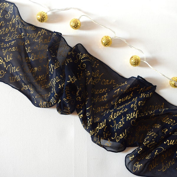 Black gold book quote scarf from Tolkien, Tolkien book scarf