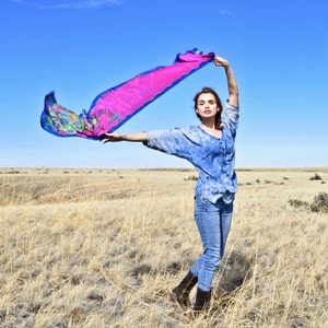 Hand painted scarf peacock feathers peacock silk scarf peacock wedding MADE TO ORDER image 2