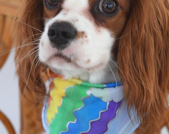 Rainbow dog scarf, diva dog scarf, rainbow wrist scarf