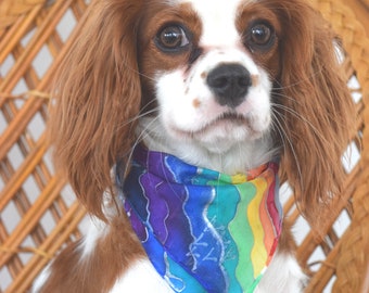 Rainbow dog scarf, diva dog scarf, rainbow wrist scarf