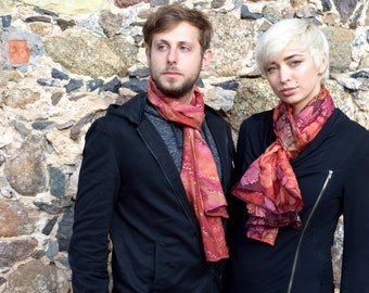 Unisex silk scarf, mens silk scarf , brown silk scarf