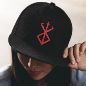 Sacrifice Mark Symbol Hat | Dark Anime Embroidered Snapback | Gothic Streetwear Accessory | Flat Bill Unisex Cap