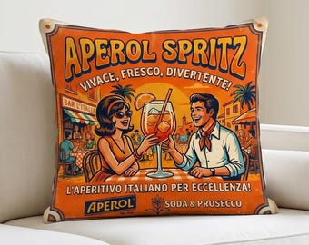Classic Citrus Spritz Pillow Case | Italian Summer Pop Art Cushion | Mid Century Gift