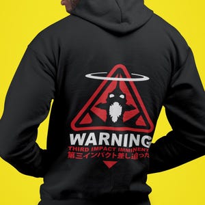 Apocalypse Mecha Warning Hoodie | Streetwear Anime Graphic Pullover | Cyberpunk Manga Style Fan Apparel