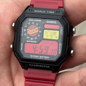 Orologio digitale Casio AE1200 modificato con Saetta McQueen, regalo per lui.
