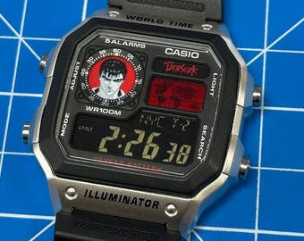 Custom Honda Modified Casio Royale Watch, Red Accents, Digital