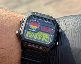 Custom Casio AE1200 Watch: Batman-inspired Yellow/black Screen Mod