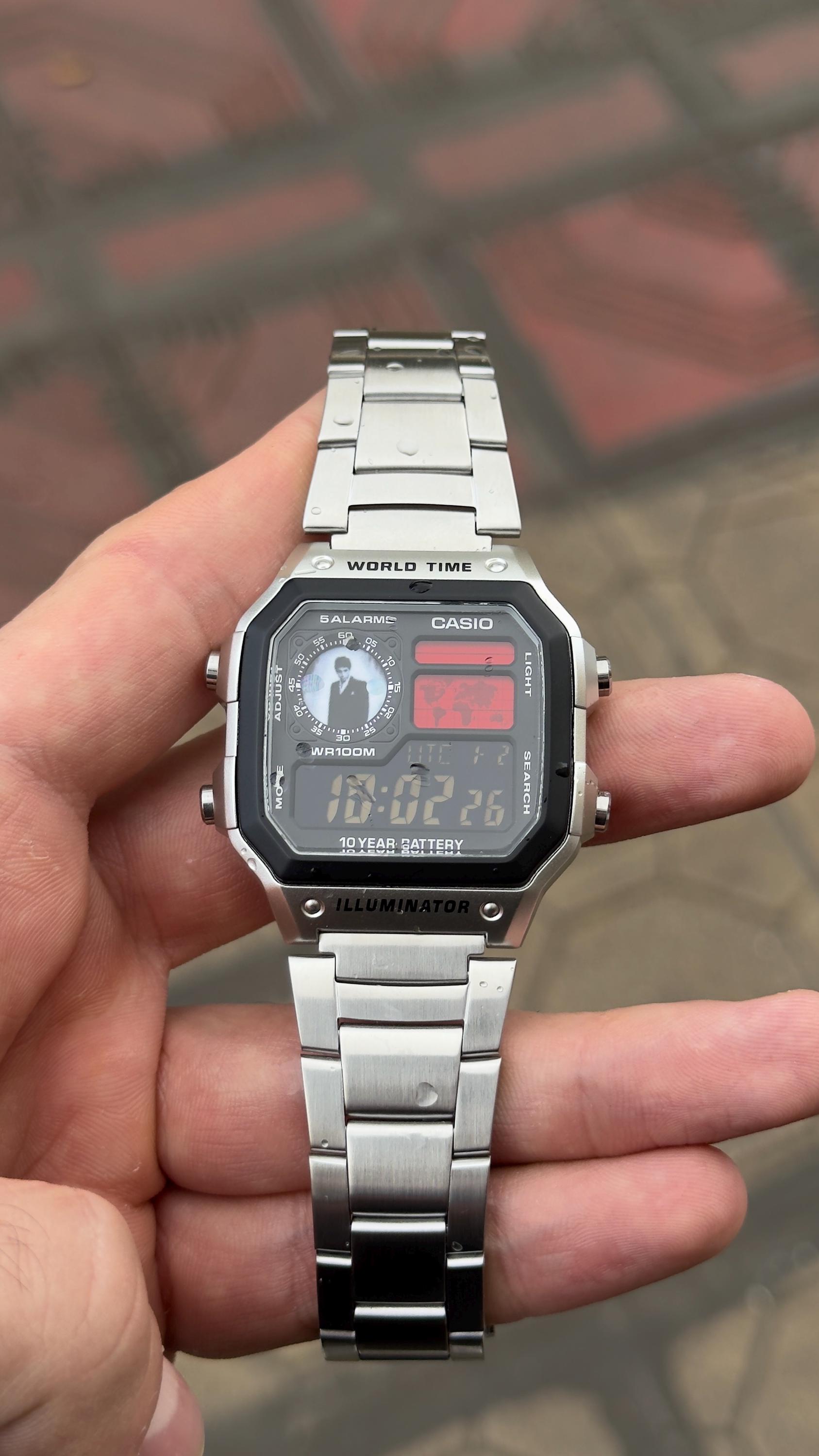 ヨ*ー様 HEADGOONIExJETLINK WATCH MOVIE MODS Custom Casio AE1200 Digital Watch – Scarface Movie Mod - Fan Gift