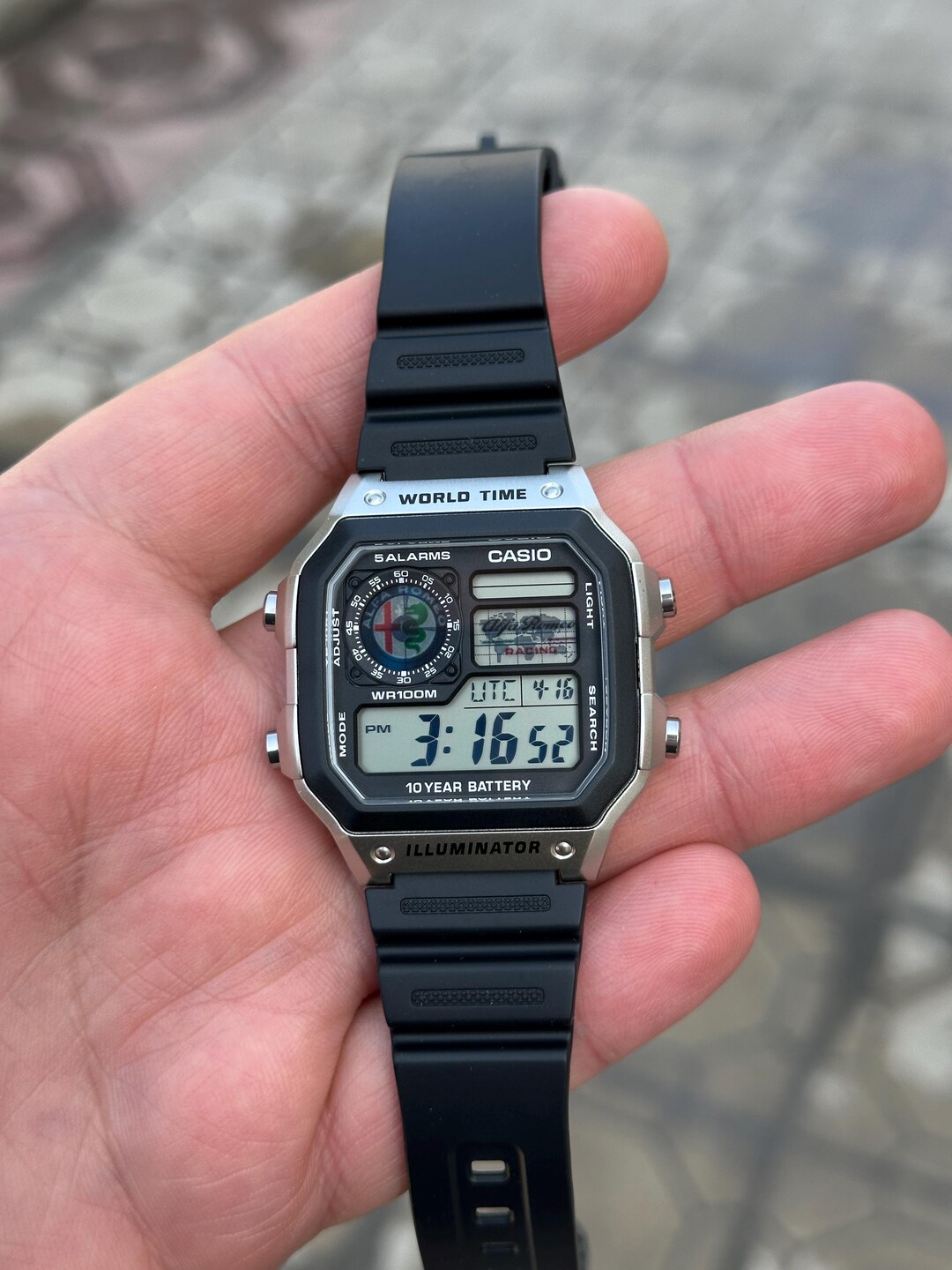 Custom Casio AE1200 Alfa Romeo World Time Watch | Racing Car