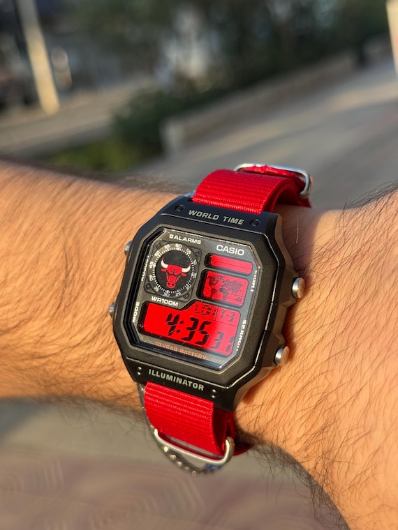 Custom Casio AE1200 World Time Watch – Chicago Bulls Edition - Etsy