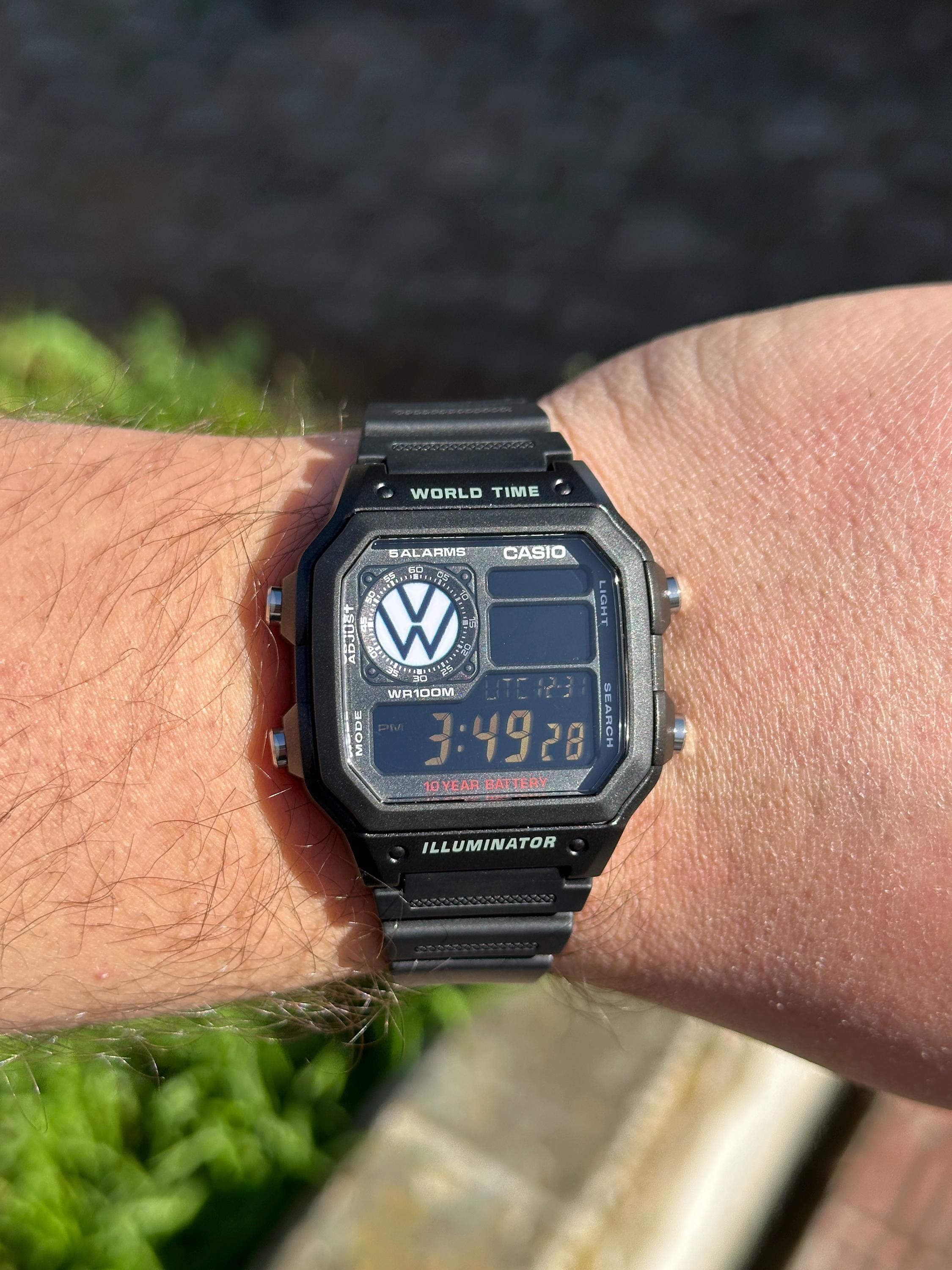 Custom Casio AE1200 Digital Watch – Volkswagen Mod, World Time - Etsy
