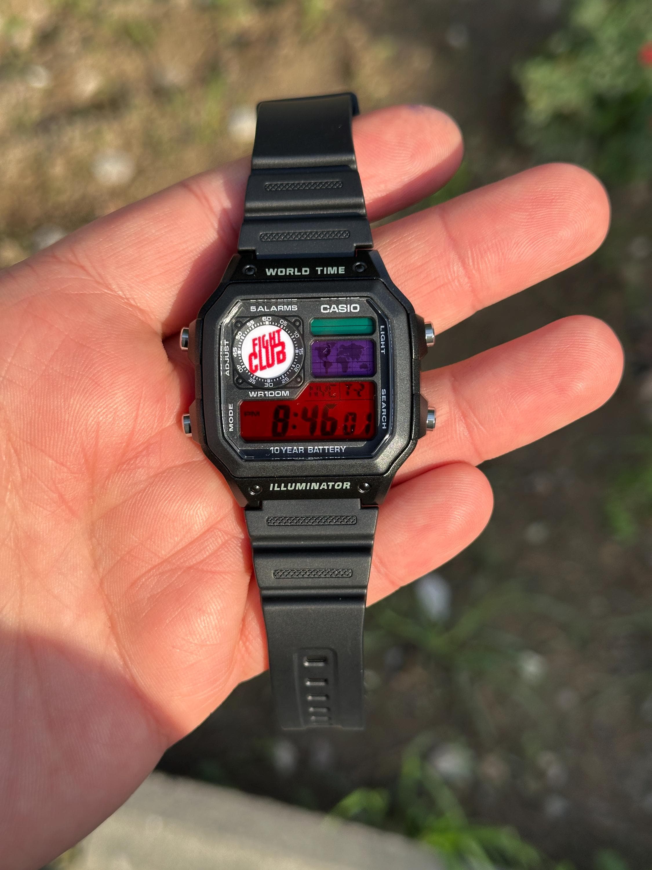 Custom Casio AE1200 “fight Club” Mod – World Time Digital Watch - Etsy