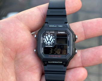 Custom Casio AE1200 Digital Watch – Volkswagen Mod, World Time - Etsy