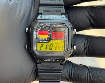 Custom "Germany" Casio AE1200 Watch, Digital Modified Watch