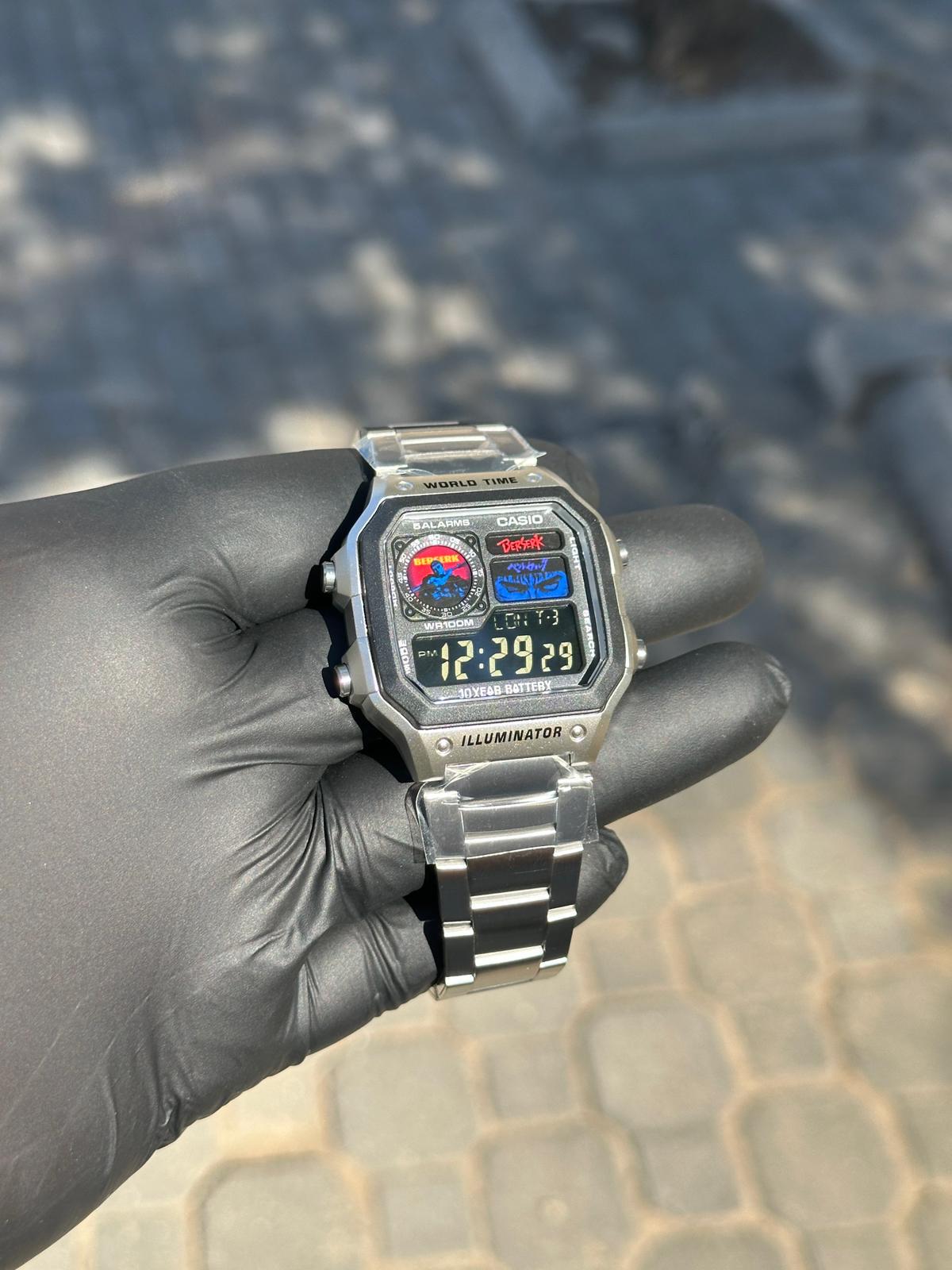 CASIO AE1200 カスタム 月デザイン 新品 グレーベルト Custom Berserk Anime Casio AE1200 Digital Watch - Etsy