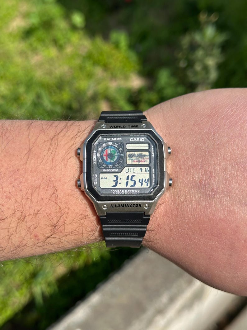 Custom Casio AE1200 Alfa Romeo World Time Watch | Racing Car Enthusiast ...
