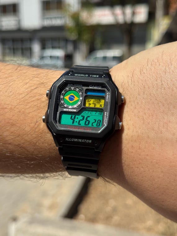Custom Casio AE1200 World Time Watch – Brazil Edition Mod - Etsy
