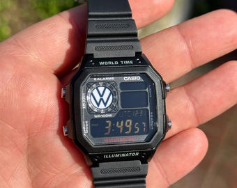 Custom Casio AE1200 Digital Watch – Volkswagen Mod, World Time - Etsy