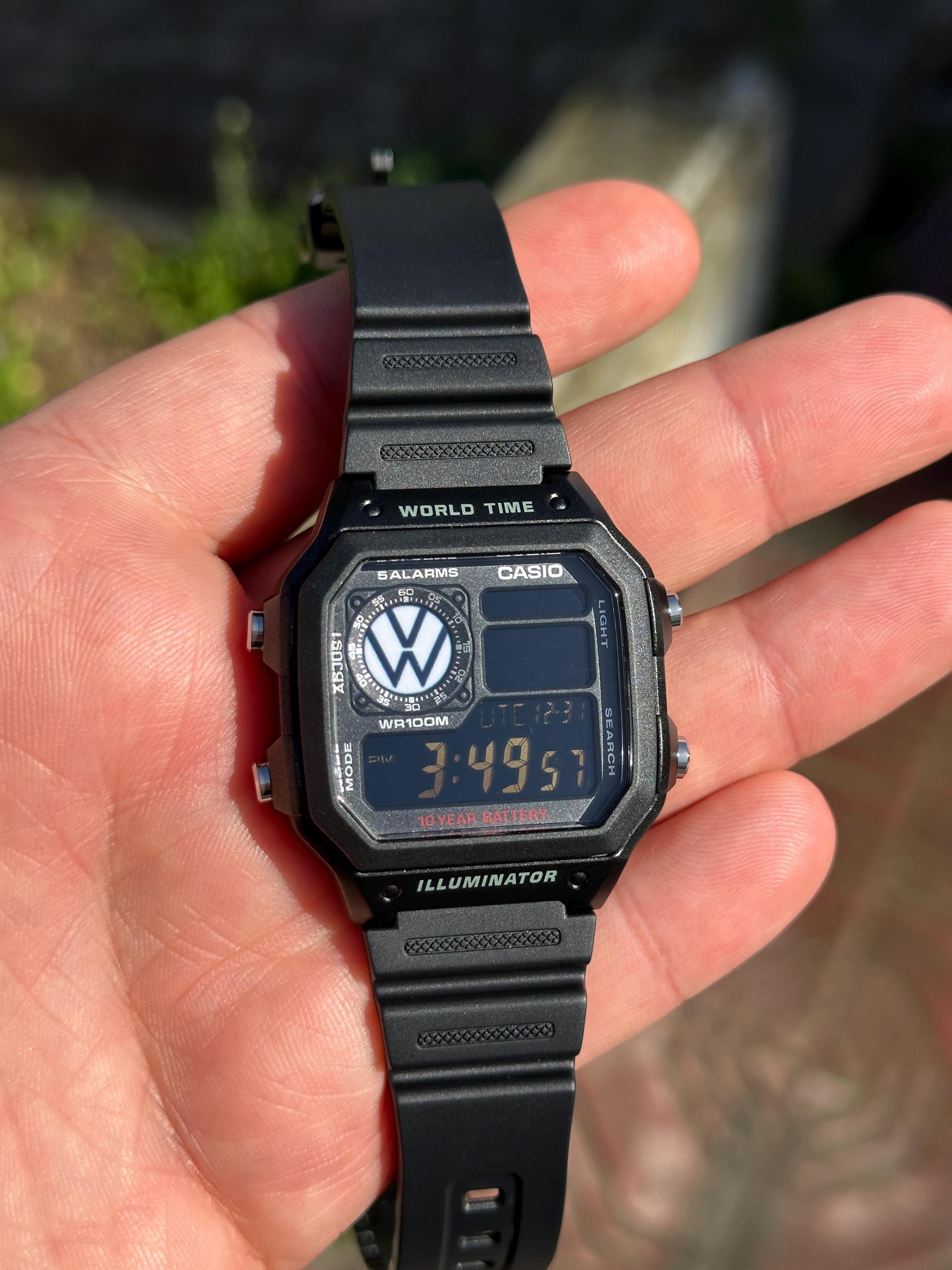 Custom Casio AE1200 Digital Watch – Volkswagen Mod, World Time - Etsy