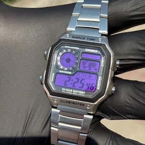 Custom &quot;Trifid Nebula&quot; Casio AE1200 Digital Watch Mod - Metal Box