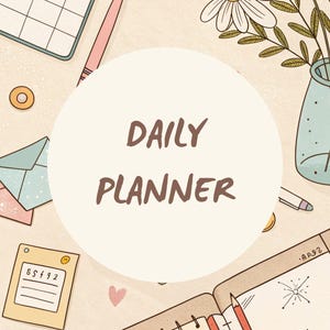 Aesthetic Digital Daily Planner | Minimalist Hand-Drawn Printable Journal | Cute To-Do List & Organizer | Productivity Planner PDF