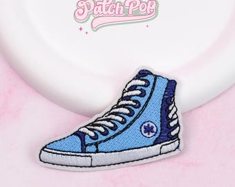 Iron On High Top Sneaker Embroidered Patch - Streetwear Skater Style Patch for Bags Denim Hat