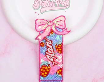 Iron On Strawberry Alani Sequin Patch - Glittery Soda Can Patch for Bag Denim Hat