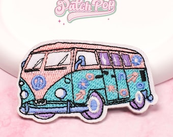 Iron On Camper Van Patch, Camping Patch, Hippie Van, Appliqué, Jacket, DIY Craft Project, Vintage Van, Camper, Cute Boho Van, Embroidered