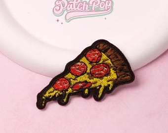 Parche termoadhesivo de rebanada de pizza con queso, parche de comida, pizza de pepperoni, amante de la comida, chaqueta vaquera, proyecto de manualidades, bordado, insignias bonitas, decorativo, mochila