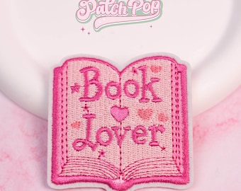 Parche bordado termoadhesivo rosa "Amante de los libros" - Lindo parche literario