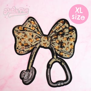 Big Glittery Leopard Print Bow Stethoscope Patch - Sequin Patch for Healthcare Professionals, Medical Student