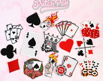 Écusson Iron On Casino sur le thème du poker - Lot de 15 écussons brodés