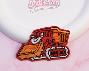 Iron On Cute Bulldozer Embroidered Patch – Construction Vehicle Boys Patch for Jackets, Hats & Backpacks
