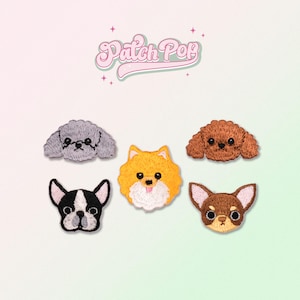 Cute Dogs Iron On Patch, Poodle, Boston Terrier, Pomeranian, Chihuahua, Dog Lover, Badges, Puppy Patches, Embroidered Applique, Customized