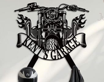 Custom Motorcycle Helmet Holder，Motorcycle - Themed Garage Metal Decor，Handmade Out/Indoor Father's Day/Motorcycle Enthusiast Gift
