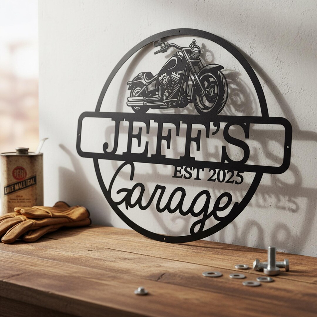 Custom Motorcycle Garage Metal Sign, Biker-themed Decorative Art, Auto ...