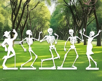 Up To 6 Designs Dancing Skeleton Metal Stake Sign, Halloween - Themed Yard/Outdoor Art, Handmade Halloween Gift, Outdoor Garden/Yard Decor