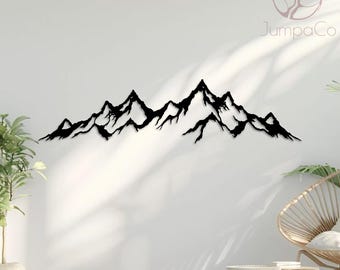 Custom Mountain Range Metal Sign，Nature-Inspired Mountain Silhouete Decor，Out/Indoor LivingRoom/Cabin Art，Nature Enthusiast/Father'sDay Gift