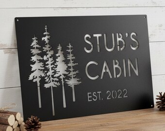 Custom Cabin Metal Sign with Name, Personalized Cabin Decor Oval Decor, Unique Handmade Father's Day Gift, Cabin Decor, Family Name sign