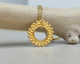 Gold circle dot necklace Small dotted circle pendant gold ring necklace open circle Everyday necklace Gift for women Minimalist gold pendant