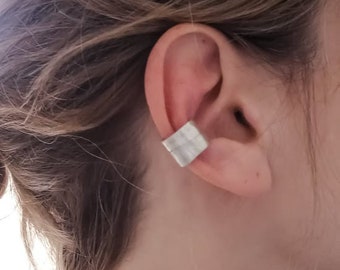 Chunky Sterling Silver Ear Cuff, Handmade Non Pierced Earring