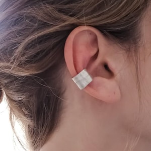 Sterling silver ear cuff Chunky handmade non pierced earring Modern thick ear cuff, Minimalist earrings, Gift for her