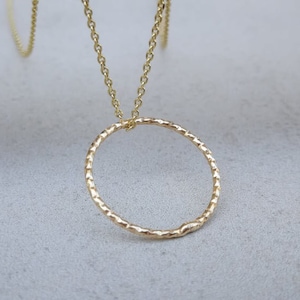 Kreis Kette 585 solid Gold Solid gold Karma Kette Zierlicher Goldkreis Layering Goldkette, Gold Karma Kette, Jeden Tag Anhänger